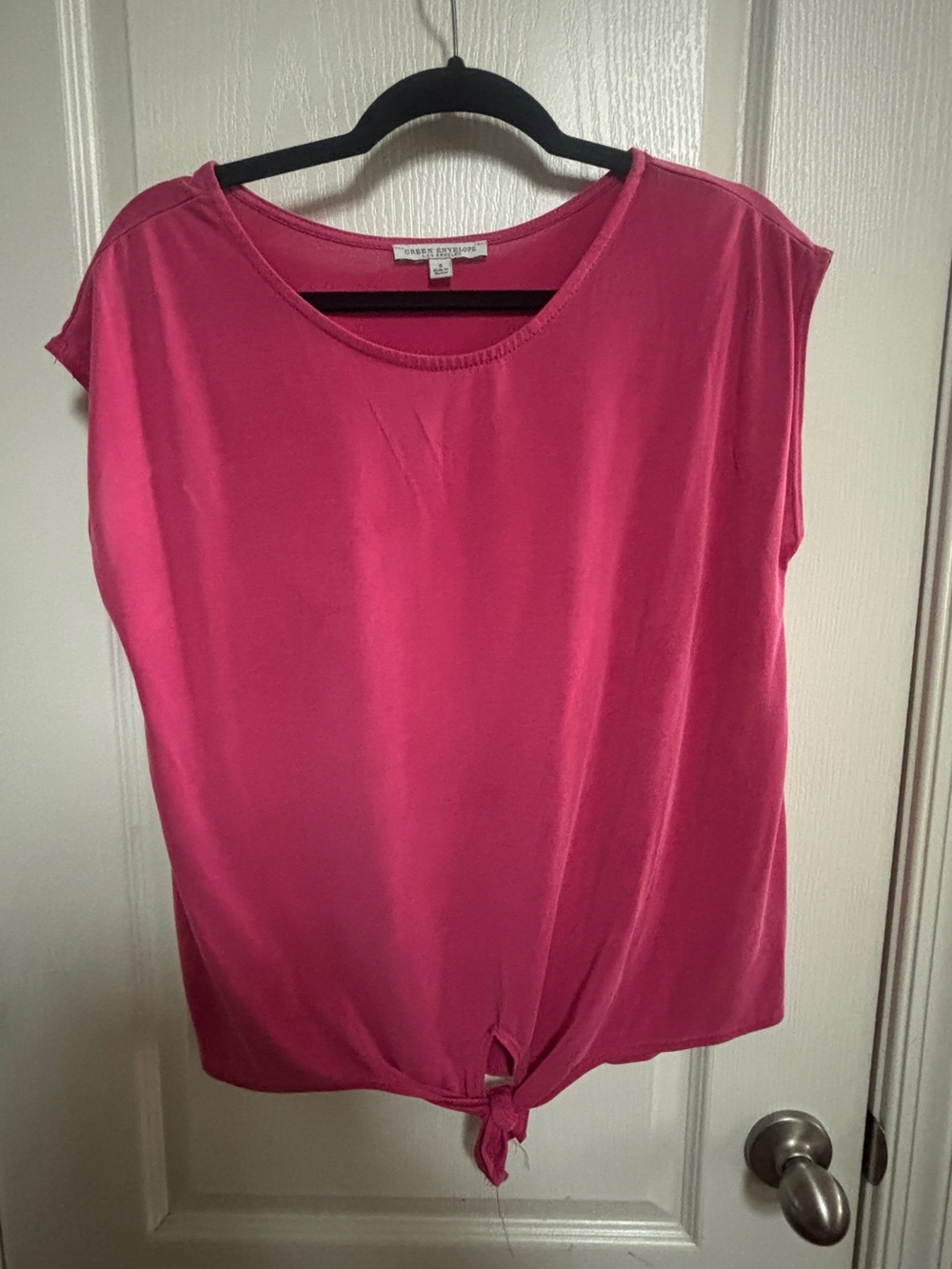 Green Envelope Hot Pink Tie-Front Tank Top